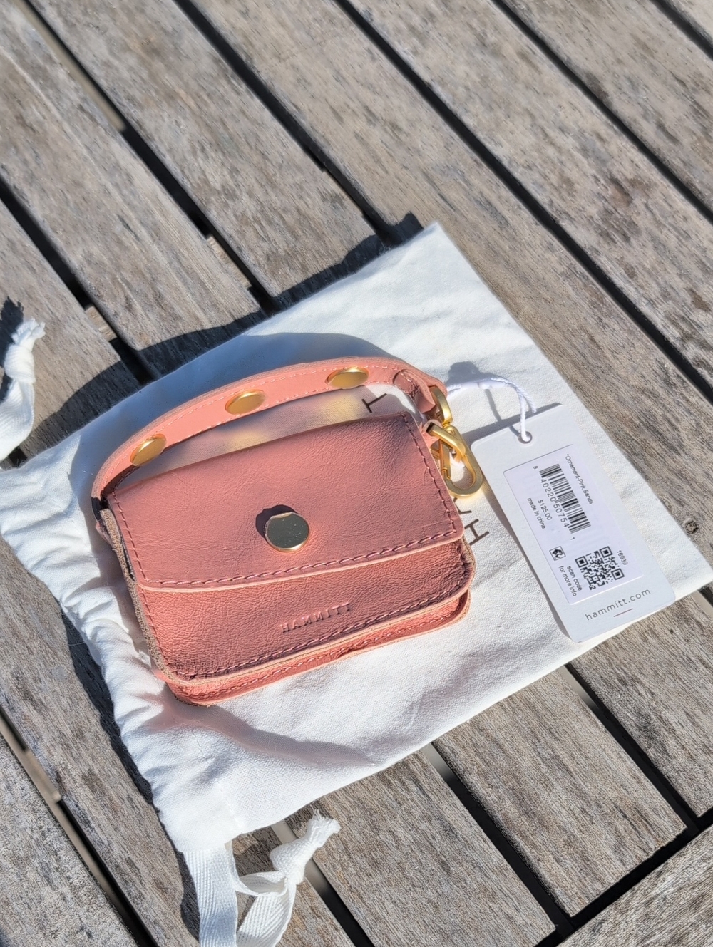Hammitt Pink Sands Leather Mini Wallet with Gold Hardware